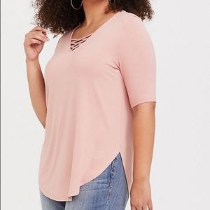 Torrid Super soft pink strappy tunic tee